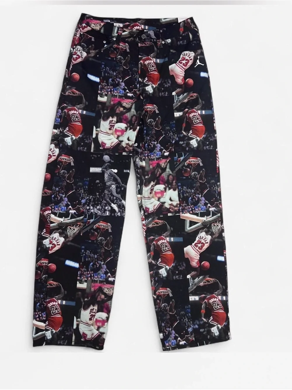 Jordan Kids Black and Red Basketball Photo-Print Jeans
